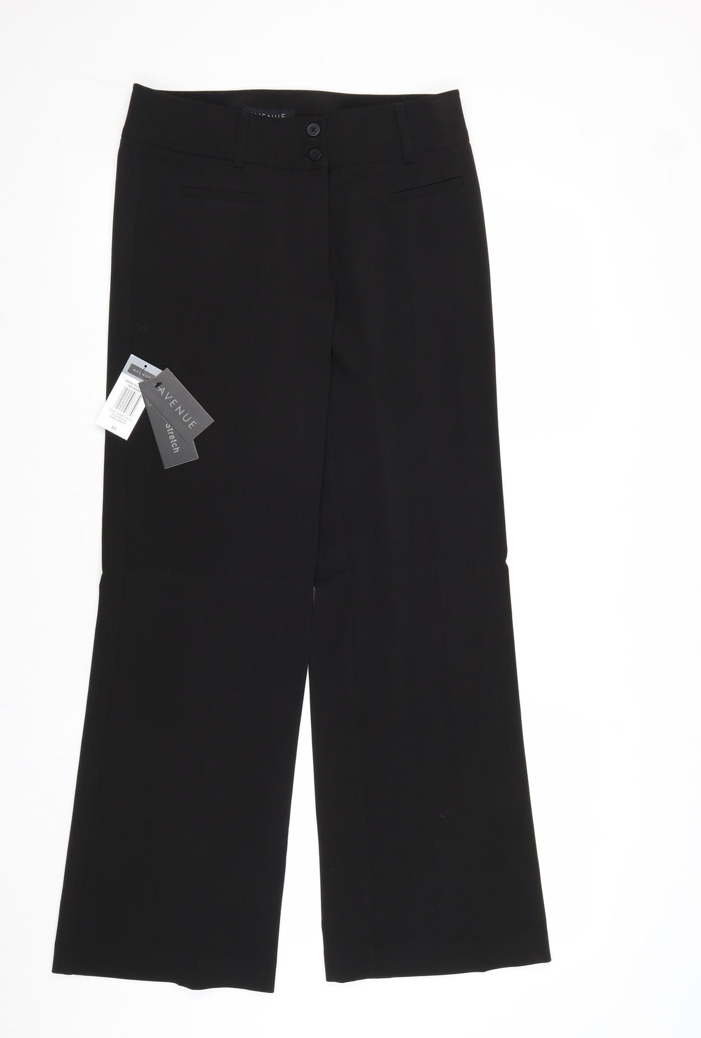 Avenue Womens Black Polyester Trousers Size 10 Regular Zip