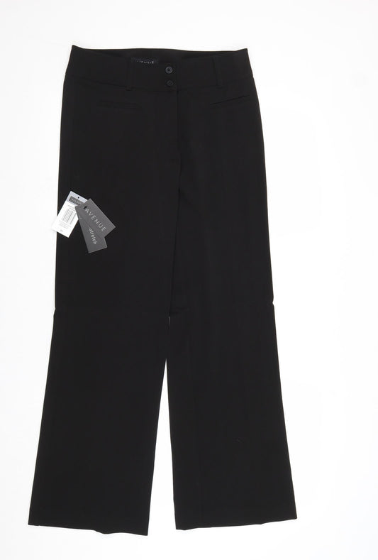 Avenue Womens Black Polyester Trousers Size 10 Regular Zip