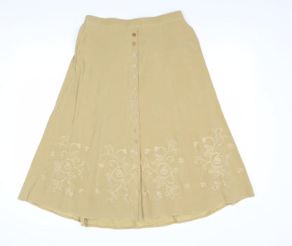 Rosy Womens Brown Floral Polyester Swing Skirt Size 14