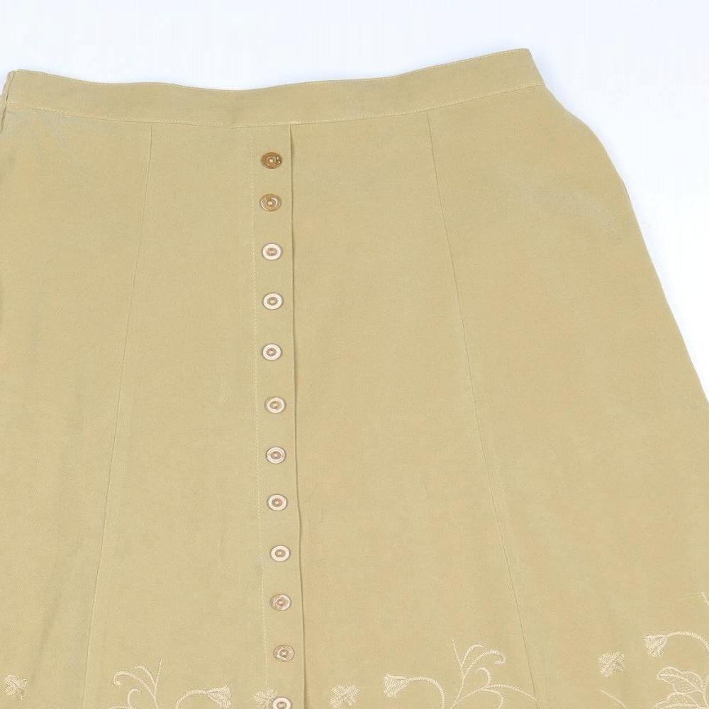 Rosy Womens Brown Floral Polyester Swing Skirt Size 14