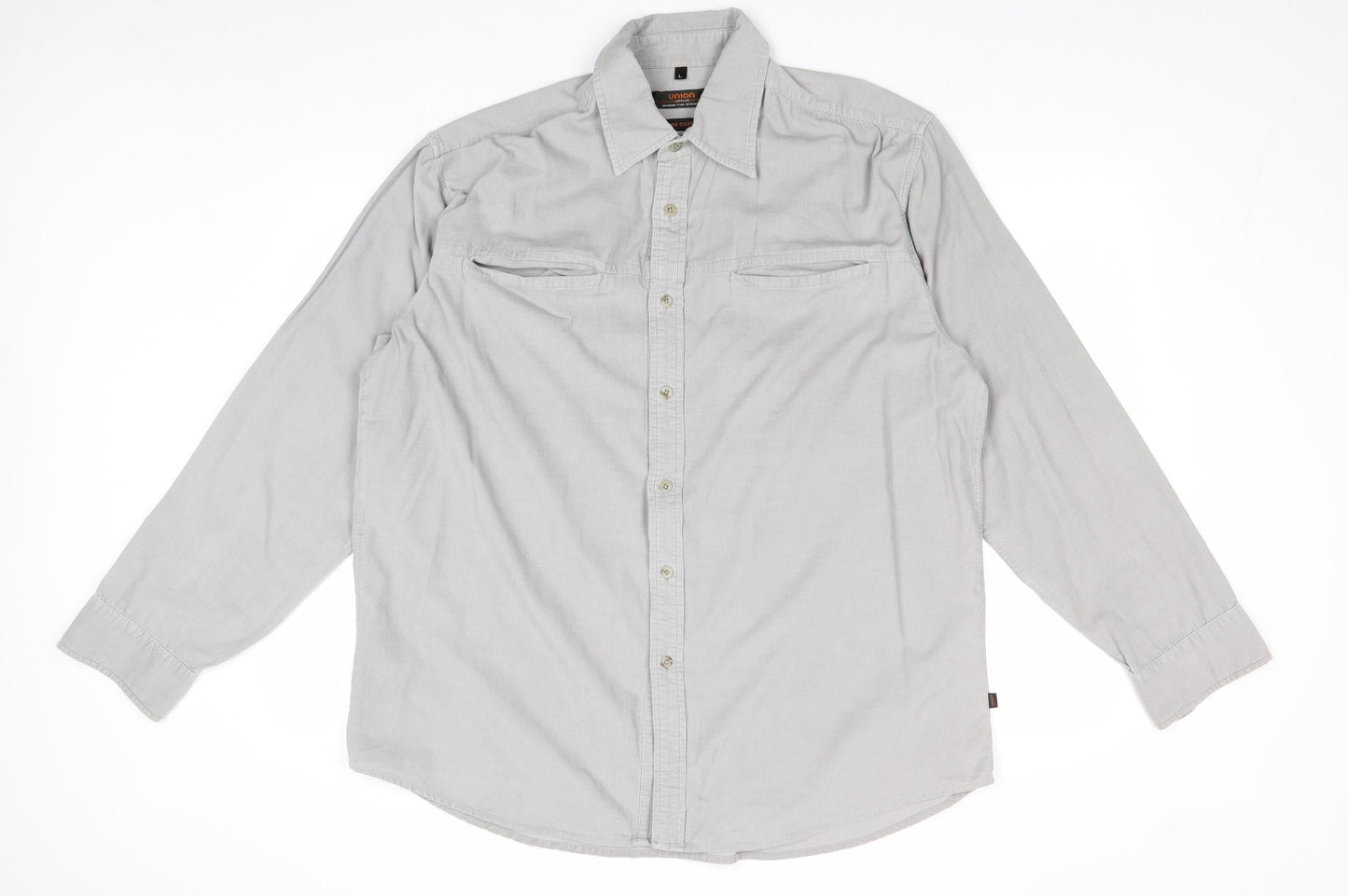 Mens UK Size L Jeff & Co Grey  Button-Up Long Sleeve Casual Shirt