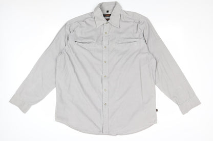 Mens UK Size L Jeff & Co Grey  Button-Up Long Sleeve Casual Shirt