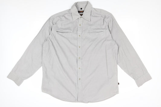 Mens UK Size L Jeff & Co Grey  Button-Up Long Sleeve Casual Shirt