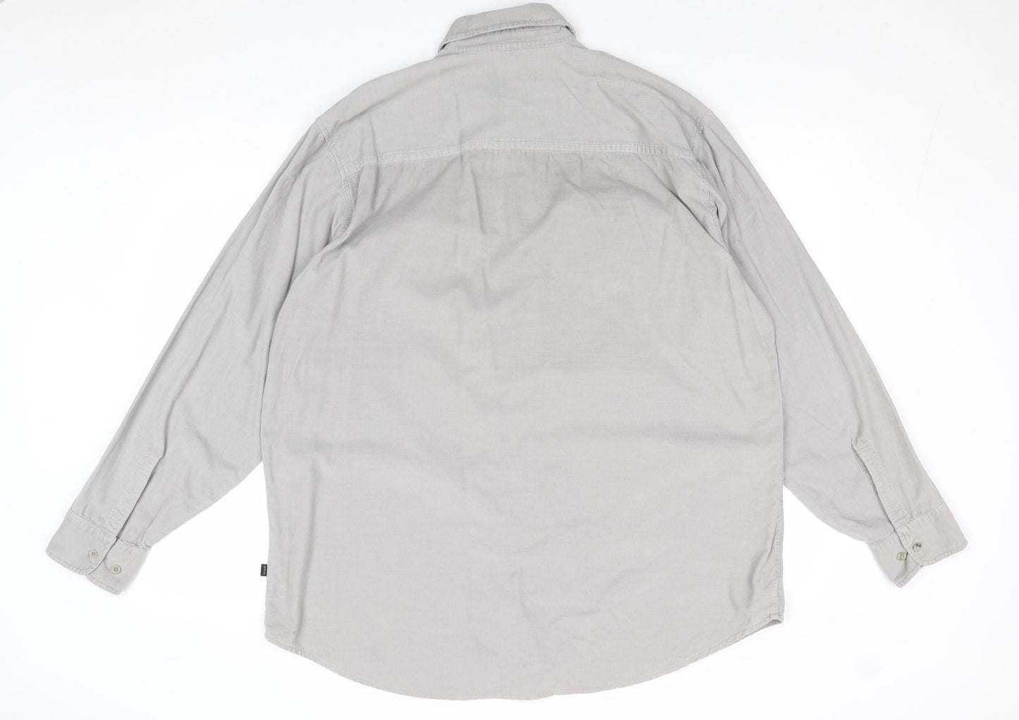 Mens UK Size L Jeff & Co Grey  Button-Up Long Sleeve Casual Shirt
