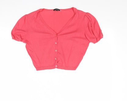 Womens UK Size 12 Papaya Pink Cardigan Jumper