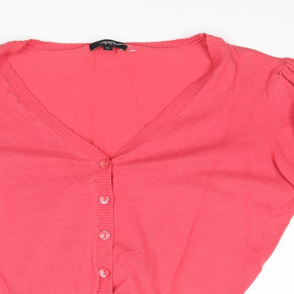 Womens UK Size 12 Papaya Pink Cardigan Jumper