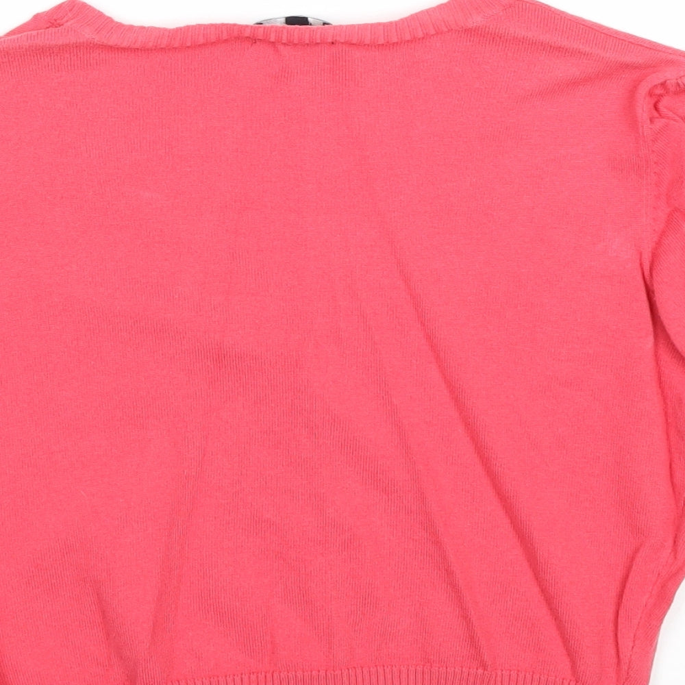 Womens UK Size 12 Papaya Pink Cardigan Jumper