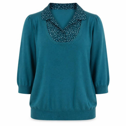 Savoir Womens Blue V-Neck Viscose Pullover Jumper Size 16