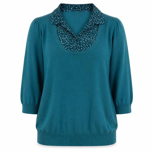 Savoir Womens Blue V-Neck Viscose Pullover Jumper Size 16