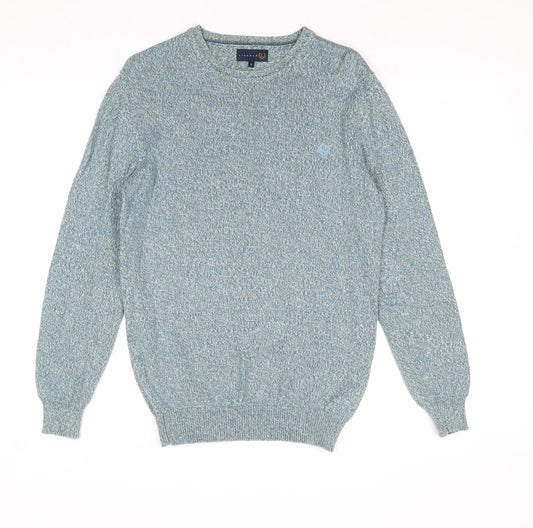 Matalan Mens Blue Round Neck Cotton Pullover Jumper Size S Long Sleeve