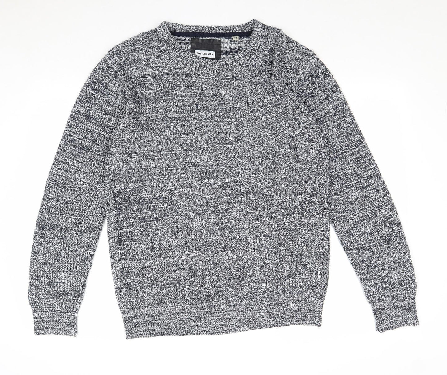 The Idle Man Mens Blue Round Neck Acrylic Pullover Jumper Size M Long Sleeve
