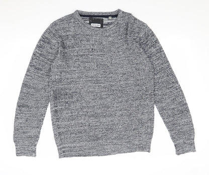 The Idle Man Mens Blue Round Neck Acrylic Pullover Jumper Size M Long Sleeve