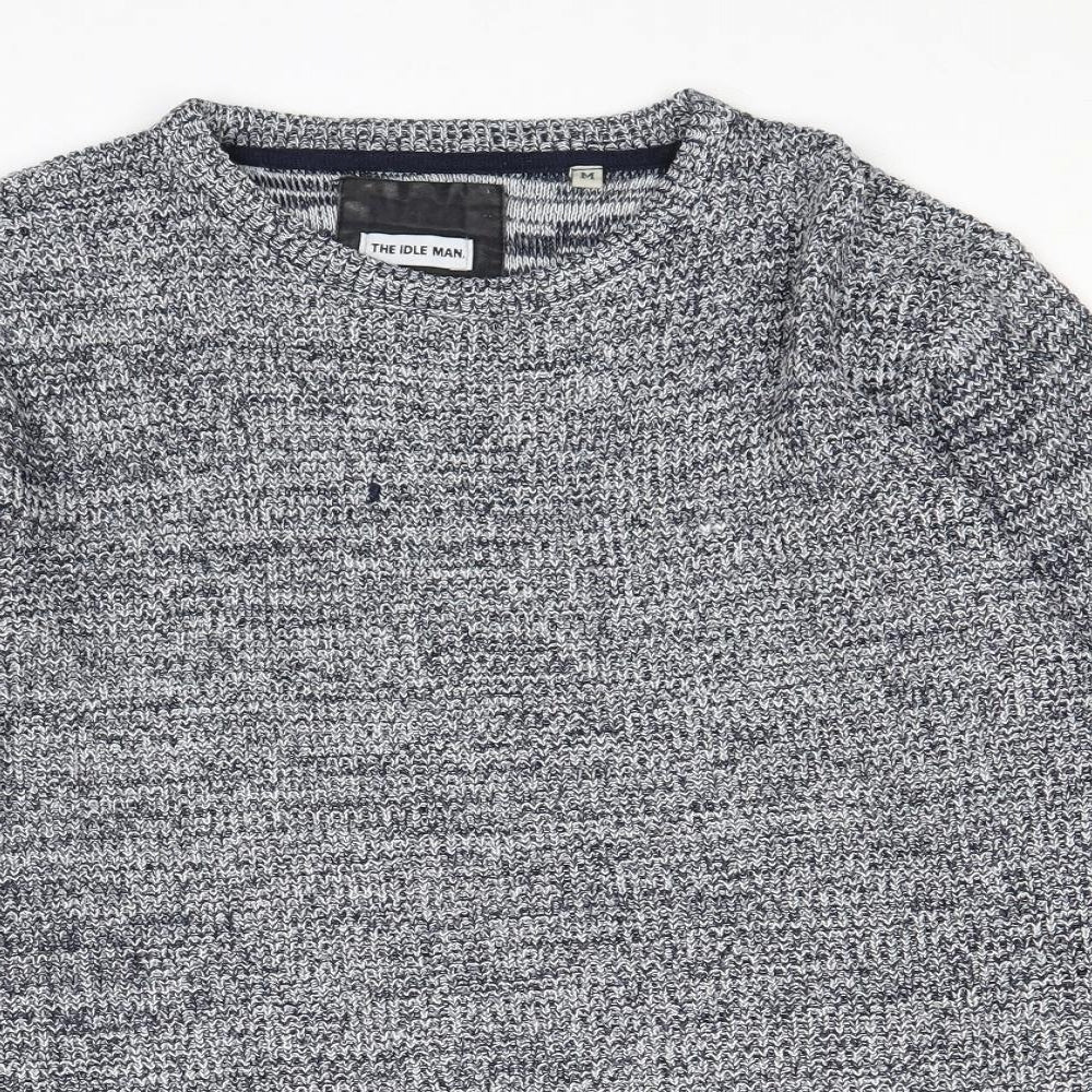 The Idle Man Mens Blue Round Neck Acrylic Pullover Jumper Size M Long Sleeve