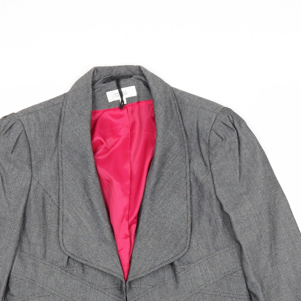 Marks and Spencer Womens Grey Polyester Jacket Blazer Size 14