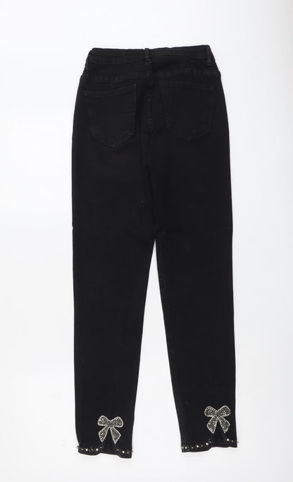 Zac&Zoe Womens Black Cotton Straight Jeans Size 8 L28 in Regular Button
