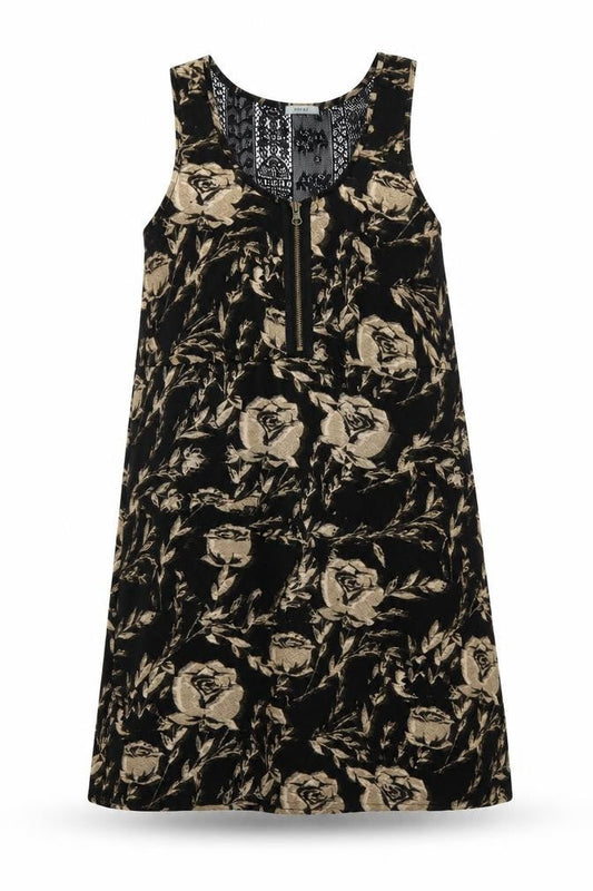 Kimchi Blue Womens Black Floral Polyester A-Line Size M Round Neck Zip - Lace Details