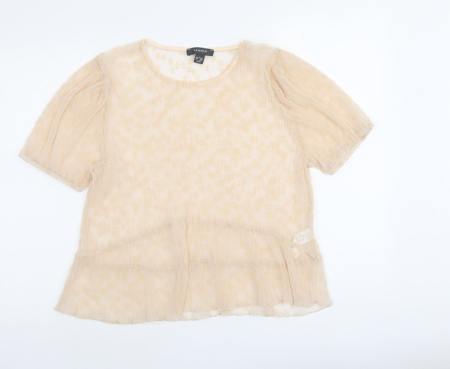 Primark Womens Pink Geometric Polyester Basic Blouse Size L Round Neck