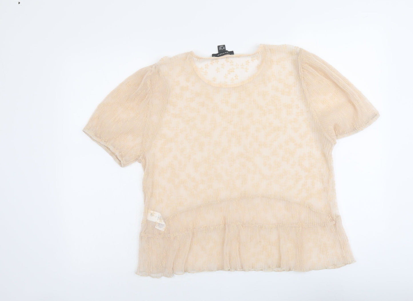 Primark Womens Pink Geometric Polyester Basic Blouse Size L Round Neck