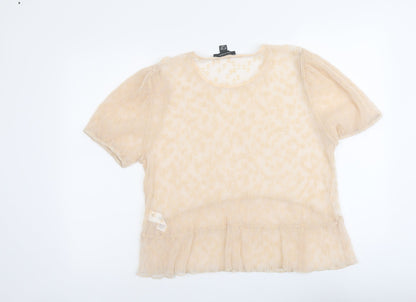 Primark Womens Pink Geometric Polyester Basic Blouse Size L Round Neck