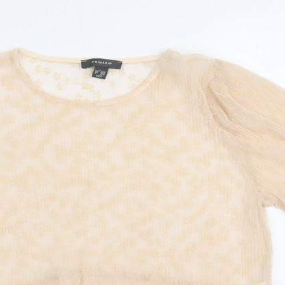 Primark Womens Pink Geometric Polyester Basic Blouse Size L Round Neck