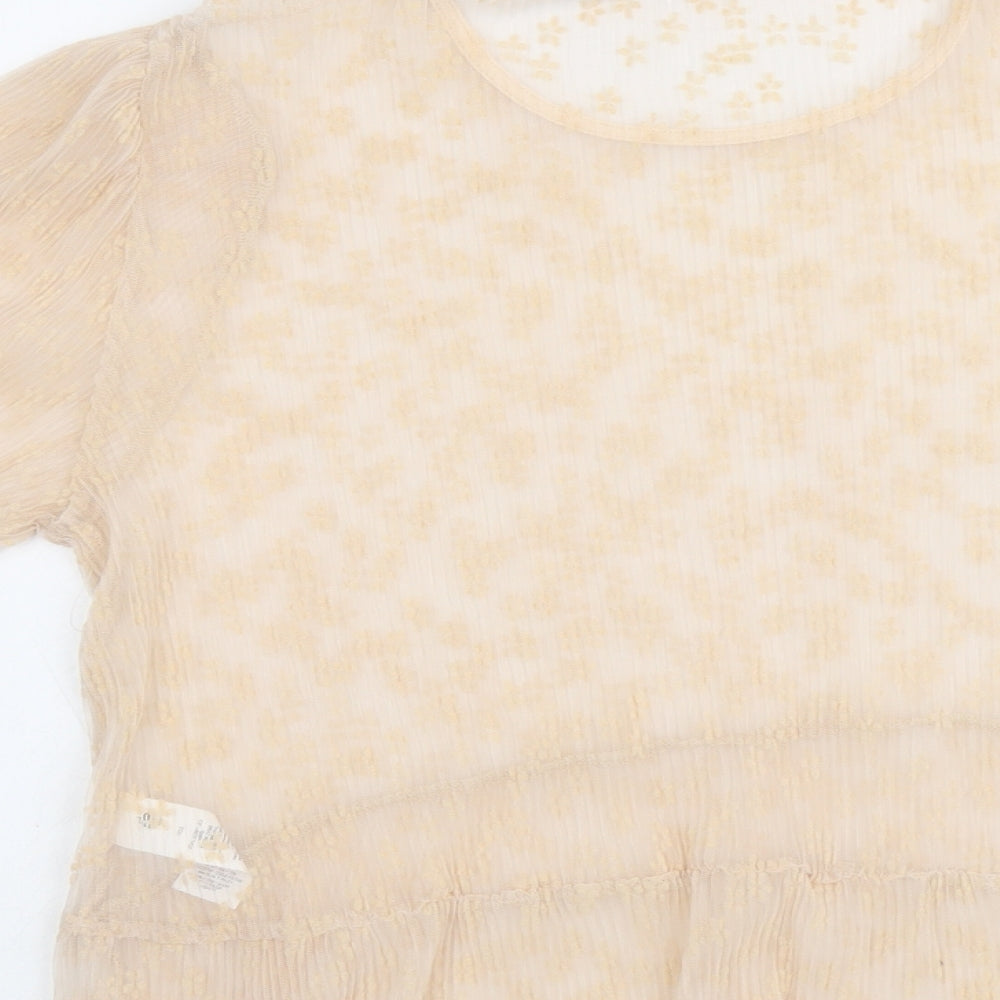 Primark Womens Pink Geometric Polyester Basic Blouse Size L Round Neck