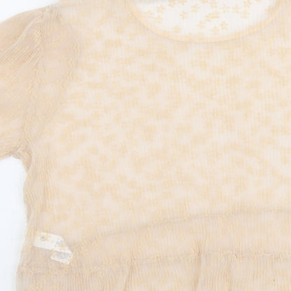 Primark Womens Pink Geometric Polyester Basic Blouse Size L Round Neck