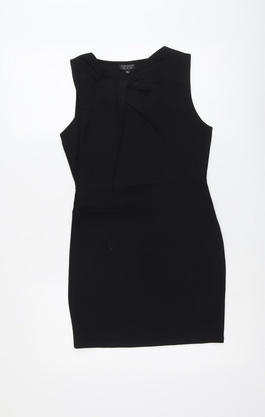 Topshop Womens Black Viscose Shift Size 10 Round Neck Pullover