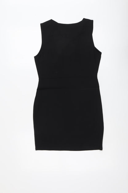 Topshop Womens Black Viscose Shift Size 10 Round Neck Pullover