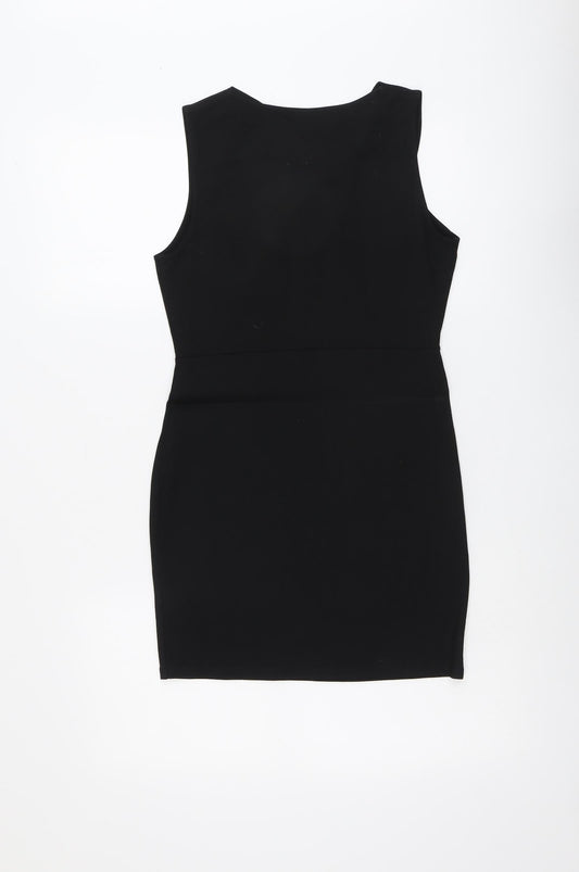 Topshop Womens Black Viscose Shift Size 10 Round Neck Pullover