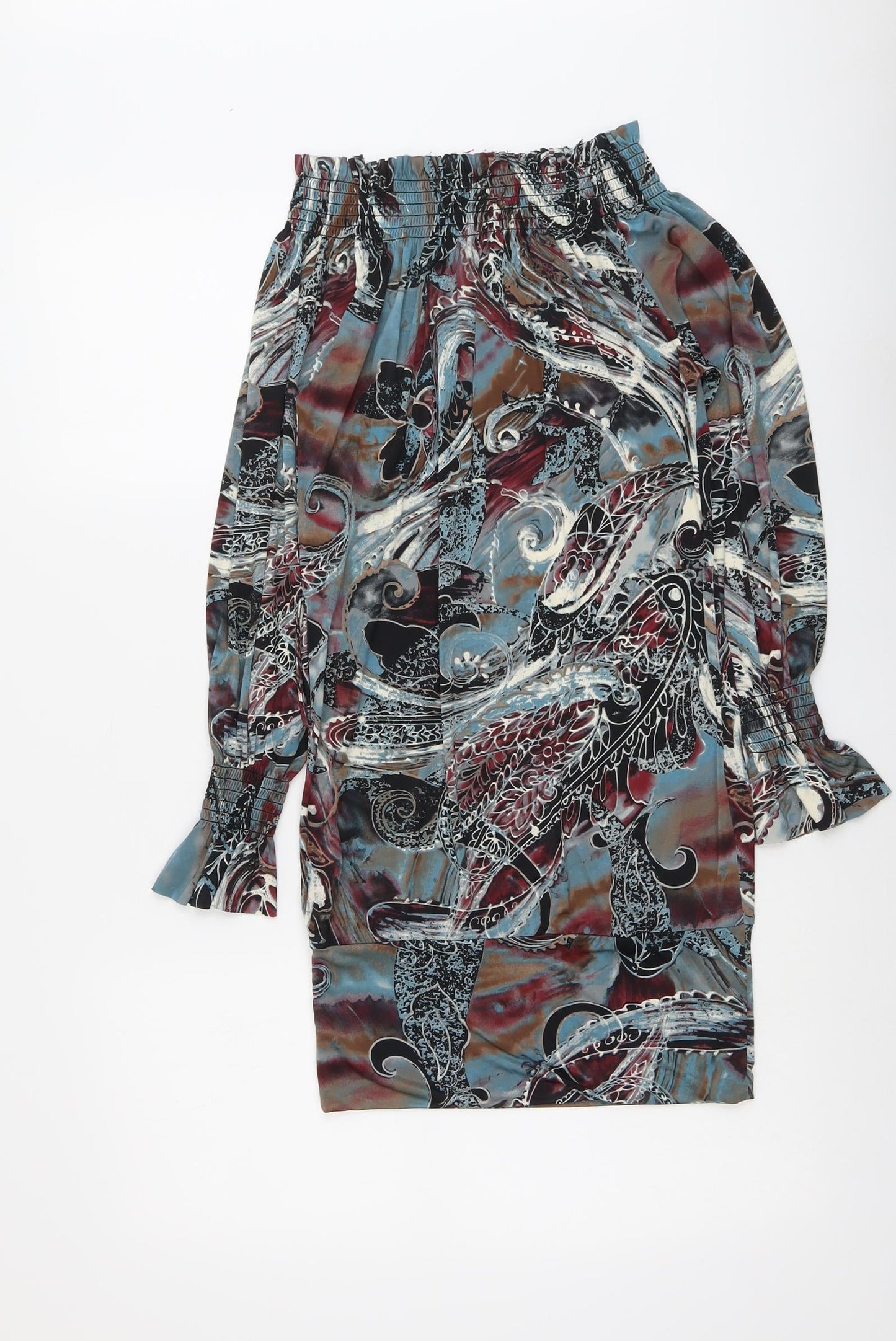 AX Paris Womens Multicoloured Geometric Polyester Shift Size 10 Off the Shoulder Pullover