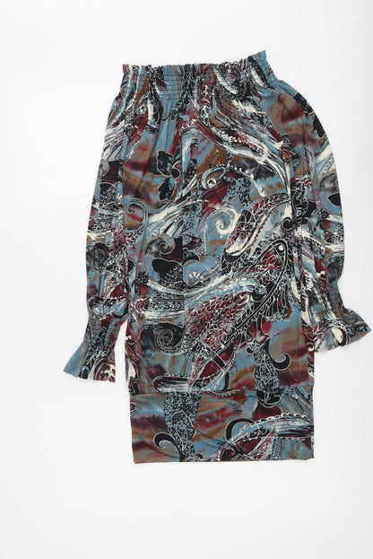 AX Paris Womens Multicoloured Geometric Polyester Shift Size 10 Off the Shoulder Pullover