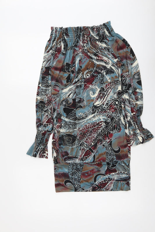 AX Paris Womens Multicoloured Geometric Polyester Shift Size 10 Off the Shoulder Pullover