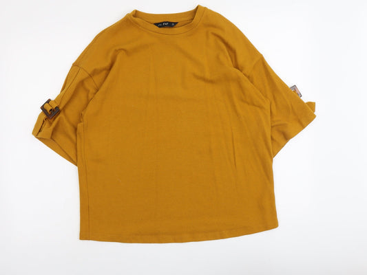 F&F Womens Yellow Round Neck Polyester Pullover Jumper Size 10