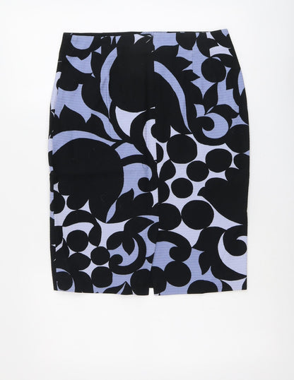 Ann Taylor Womens Black Geometric Cotton Straight & Pencil Skirt Size 6 Zip