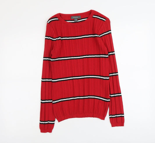 Primark Womens Red Roll Neck Polka Dot Polyester Pullover Jumper Size M