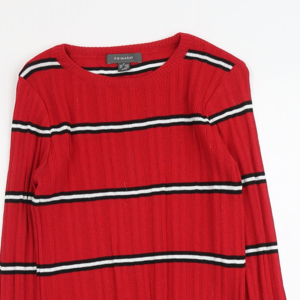 Primark Womens Red Roll Neck Polka Dot Polyester Pullover Jumper Size M