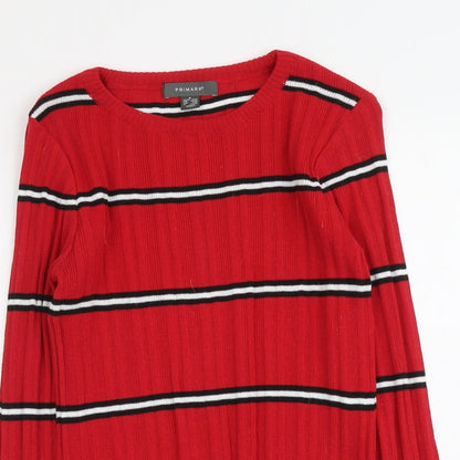 Primark Womens Red Roll Neck Polka Dot Polyester Pullover Jumper Size M