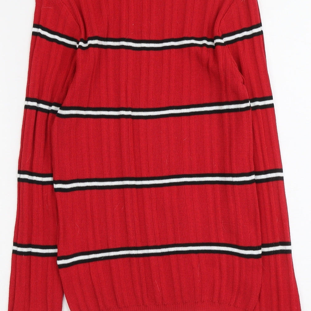 Primark Womens Red Roll Neck Polka Dot Polyester Pullover Jumper Size M