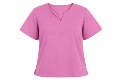 //Text... Womens Pink V-Neck Herringbone Polyester Pullover Jumper Size M