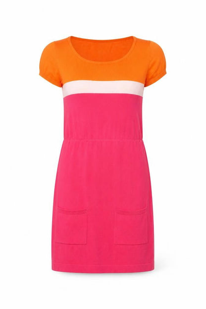 Papaya Womens Multicoloured Colourblock Cotton A-Line Size 8 Round Neck Pullover