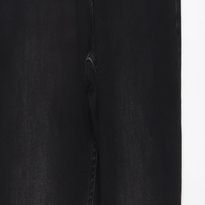 Marks and Spencer Womens Black Herringbone Cotton Skinny Jeans Size 10 L30 in Regular Button