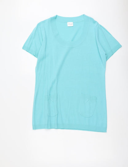 ...Being Casual Womens Blue Scoop Neck Acrylic Pullover Jumper Size 12