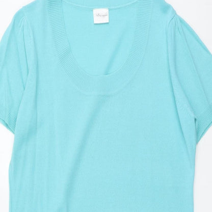 ...Being Casual Womens Blue Scoop Neck Acrylic Pullover Jumper Size 12