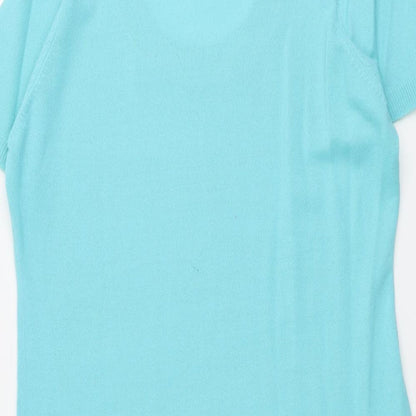 ...Being Casual Womens Blue Scoop Neck Acrylic Pullover Jumper Size 12