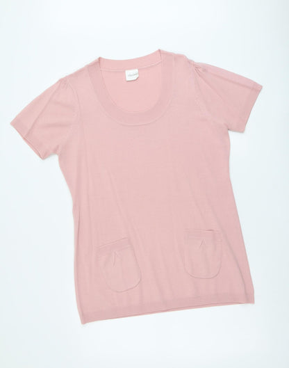 ...Being Casual Womens Pink Scoop Neck Acrylic Pullover Jumper Size 12