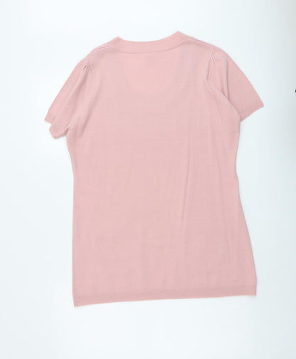 ...Being Casual Womens Pink Scoop Neck Acrylic Pullover Jumper Size 12
