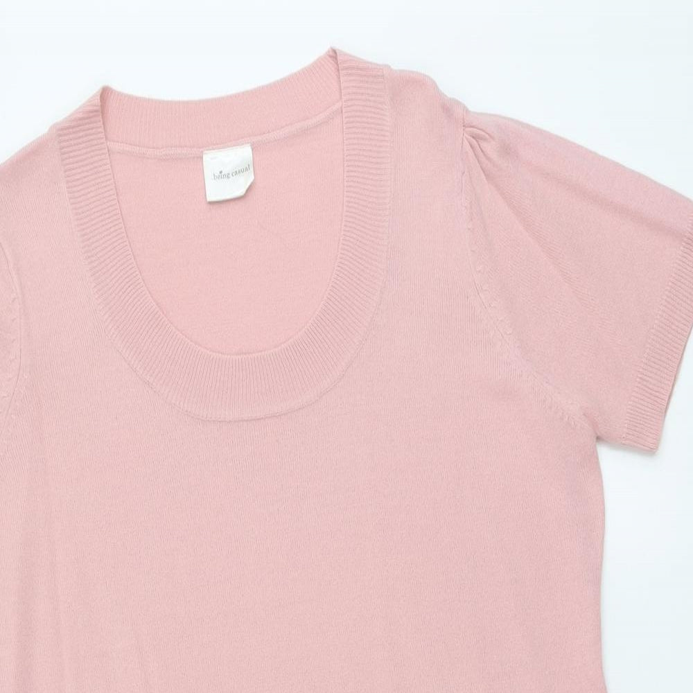 ...Being Casual Womens Pink Scoop Neck Acrylic Pullover Jumper Size 12