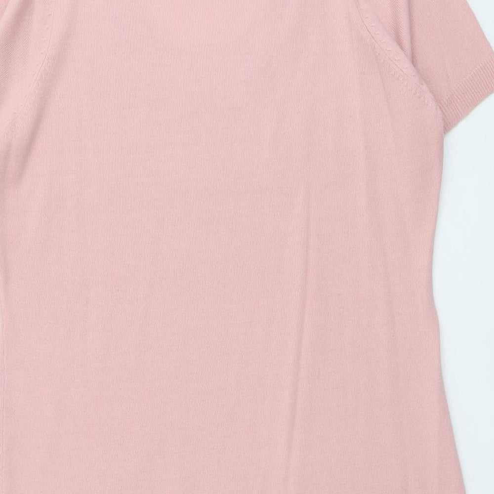 ...Being Casual Womens Pink Scoop Neck Acrylic Pullover Jumper Size 12