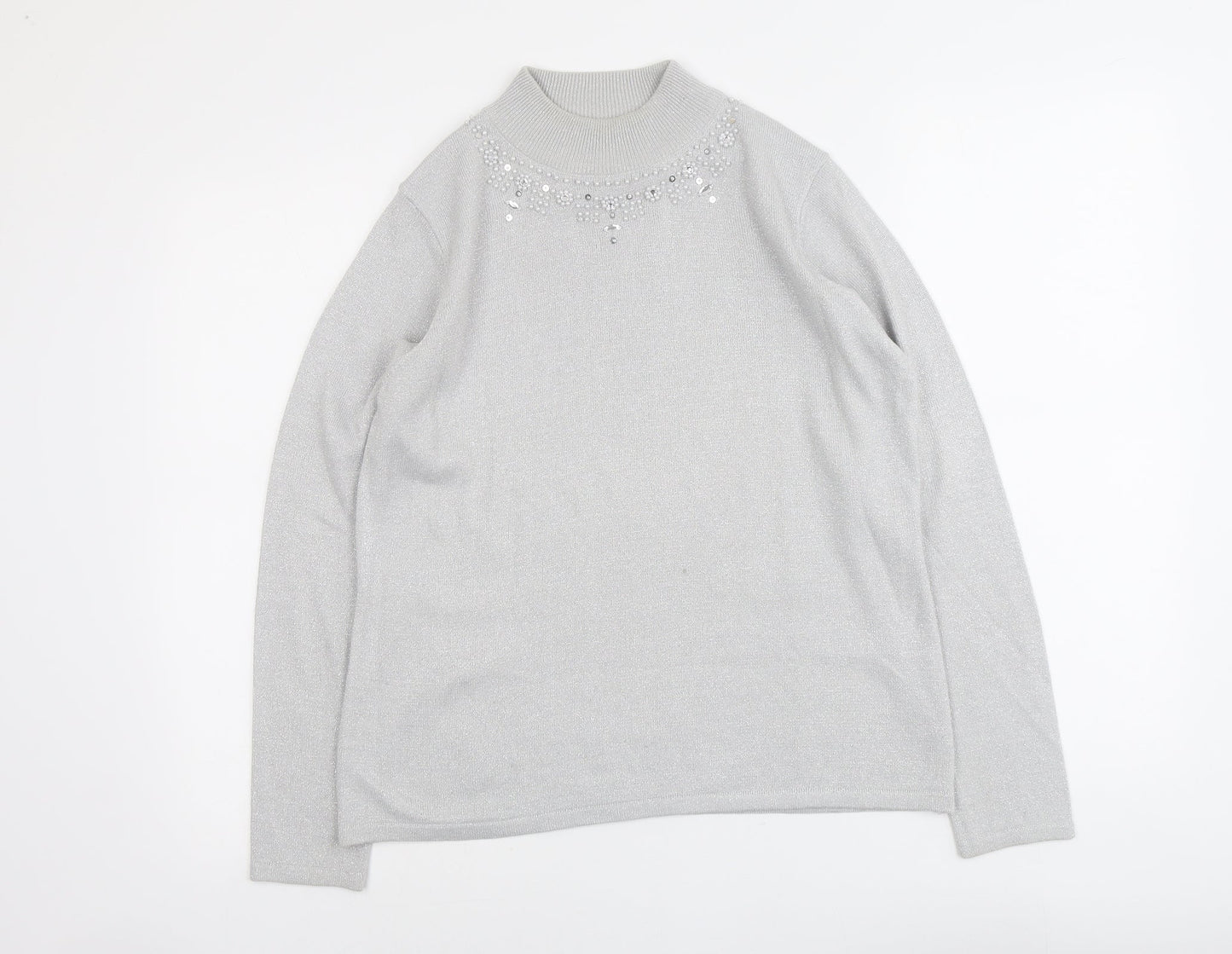 Womens UK Size S Bonmarché Silver Pullover Jumper