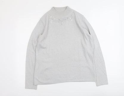 Womens UK Size S Bonmarché Silver Pullover Jumper